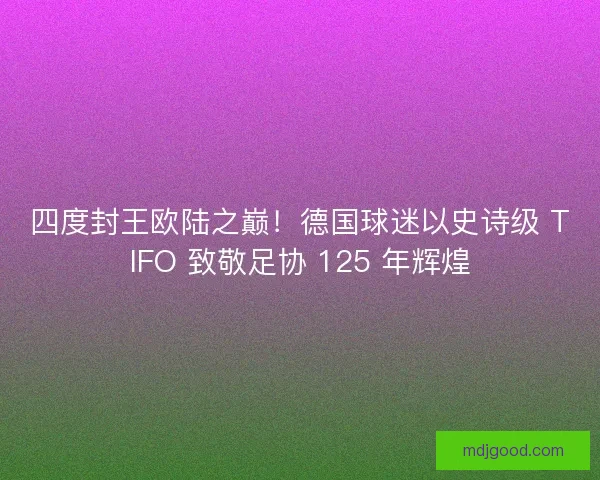 四度封王欧陆之巅！德国球迷以史诗级 TIFO 致敬足协 125 年辉煌