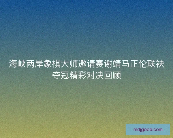 海峡两岸象棋大师邀请赛谢靖马正伦联袂夺冠精彩对决回顾