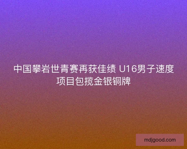 中国攀岩世青赛再获佳绩 U16男子速度项目包揽金银铜牌 中国攀岩世青赛再获佳绩 U16男子速度项目包揽金银铜牌